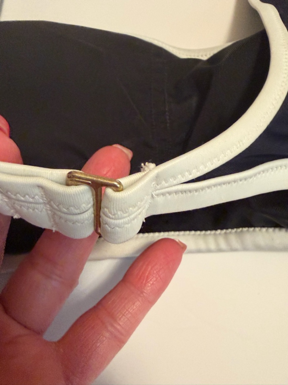 J. Crew Navy Padded Bikini with White Trim Size Large - Picture 7 of 10